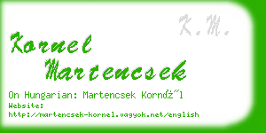 kornel martencsek business card